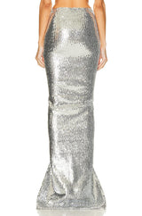 SEQUIN SLIT TWO-PIECE SUIT IN METALLIC SILVER DRESS STYLE OF CB 