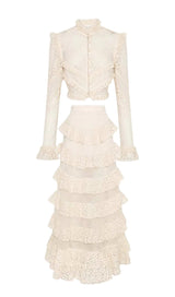 SNOWFLAKE LACE TWO PIECE SET IN WHITE DRESS STYLE OF CB 