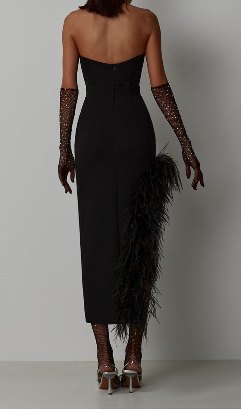FEATHER HIGH-LOW DRESS IN BLACK DRESS styleofcb 
