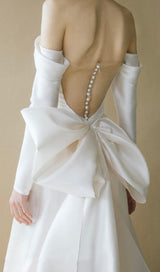 HALTER AND LARGE BOW SHOULER DRESS IN WHITE styleofcb 