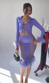 FEATHER TWO PIECE SET IN PURPLE styleofcb 