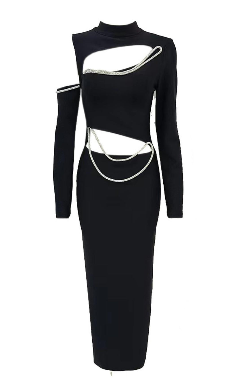 LONG SLEEVES CUT OUT MIDI DRESS IN BLACK Dresses styleofcb 