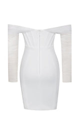 ZOFIA WHITE OFF SHOULDER MESH SLEEVE CORSET DRESS Dresses styleofcb 