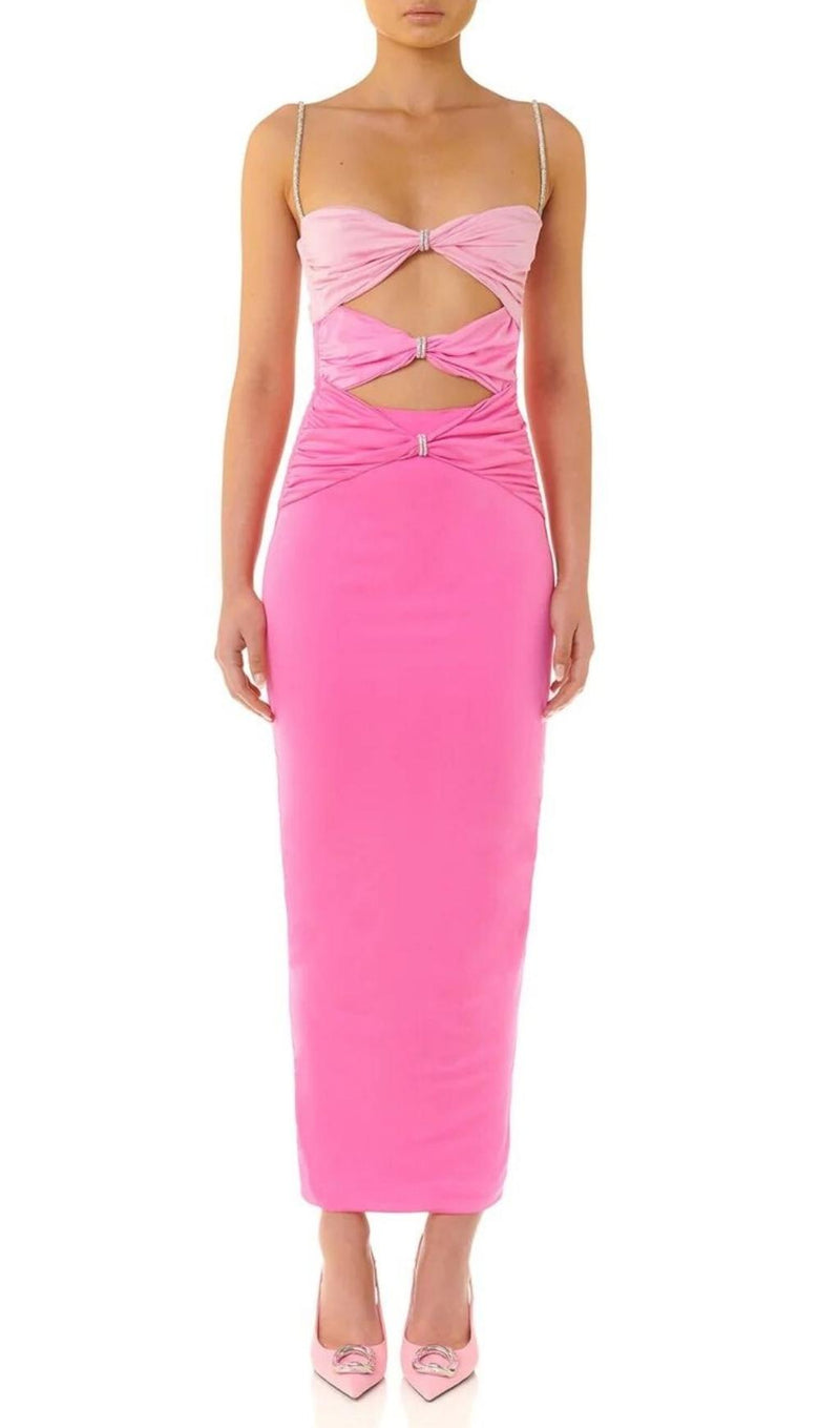 GRADIENT PINK HOLLOW OUT MAXI DRESS styleofcb 
