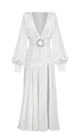LONG SLEEVES V NECK MAXI DRESS IN WHITE Dresses styleofcb 