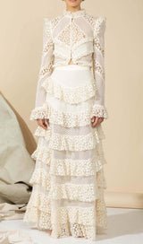SNOWFLAKE LACE MAXI DRESS IN WHITE DRESS STYLE OF CB 