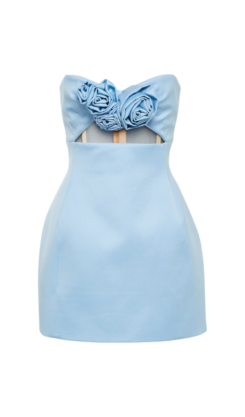 STRAPLESS CUTOUT MINI DRESS IN BLUE Dresses styleofcb 