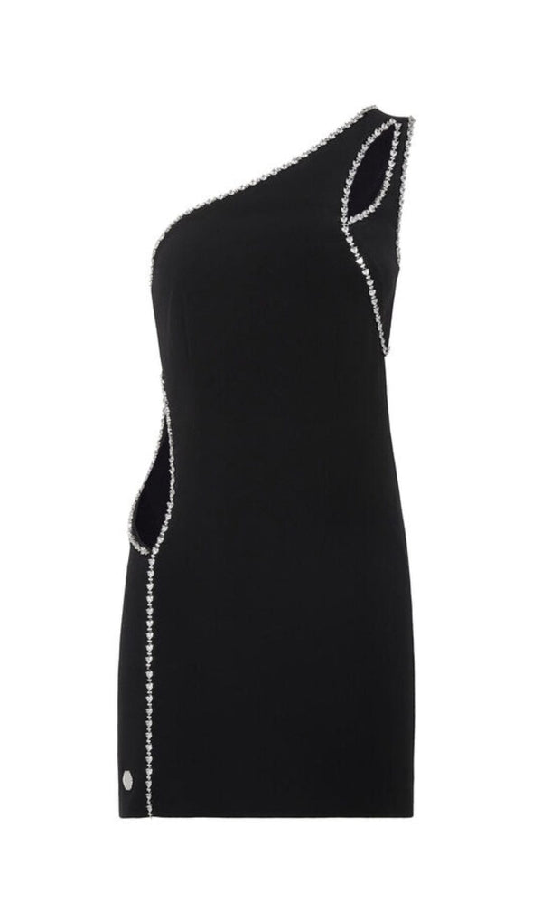 ONE SHOULDER DIAMOND MINI DRESS IN BLACK styleofcb 