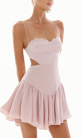 RUCHED BACKLESS STRAPPY MIDI IN PINK styleofcb 