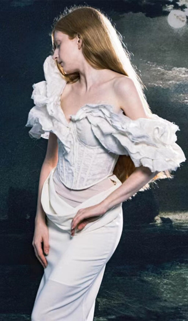 PUFF CORSET TOP IN WHITE DRESS STYLE OF CB 