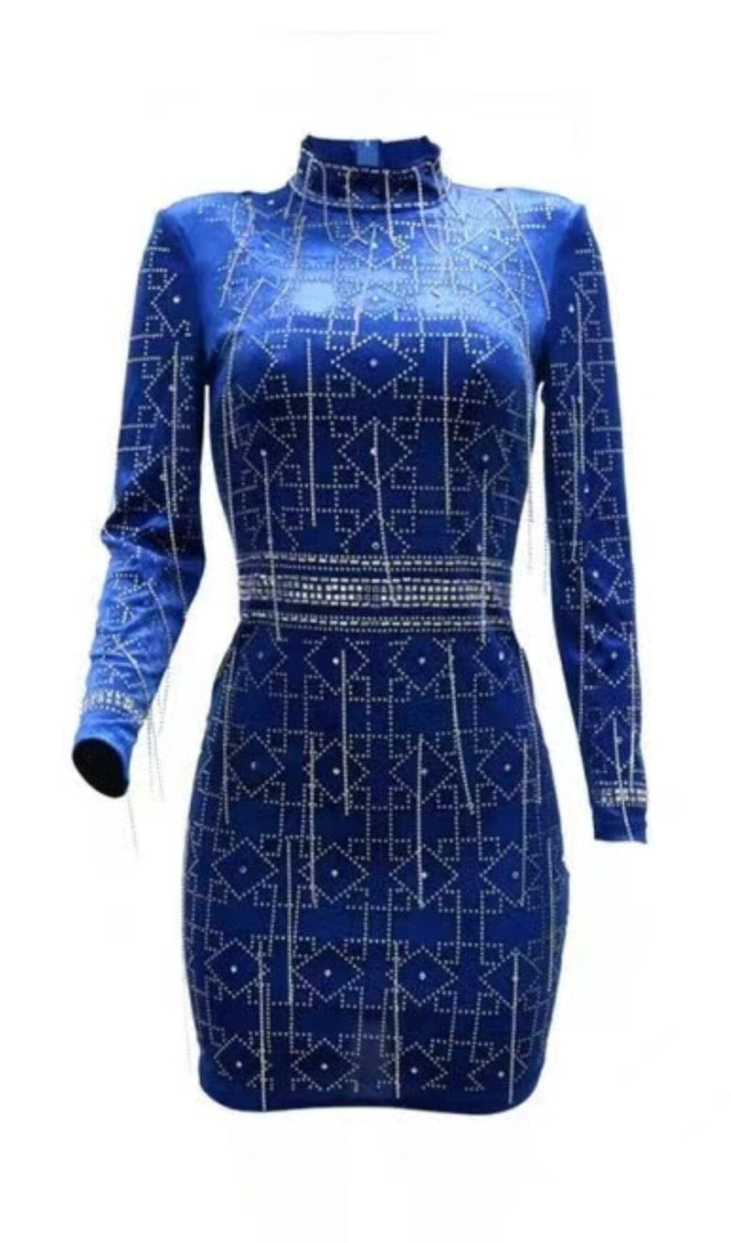 Deep Blue Velvet Mini Dress Dresses styleofcb 