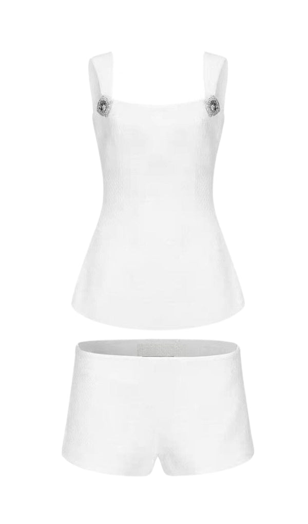 BOW-EMBELLISHED RHINESTONE MINI DRESS IN WHITE DRESS STYLE OF CB 