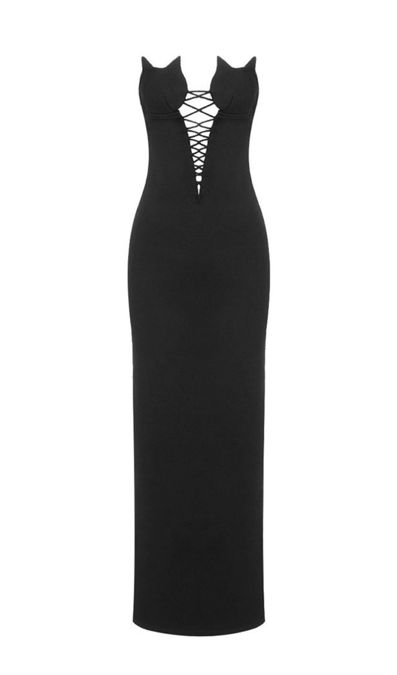 STRAPLESS CUT OUT MAXI DRESS IN BLACK Dresses styleofcb 