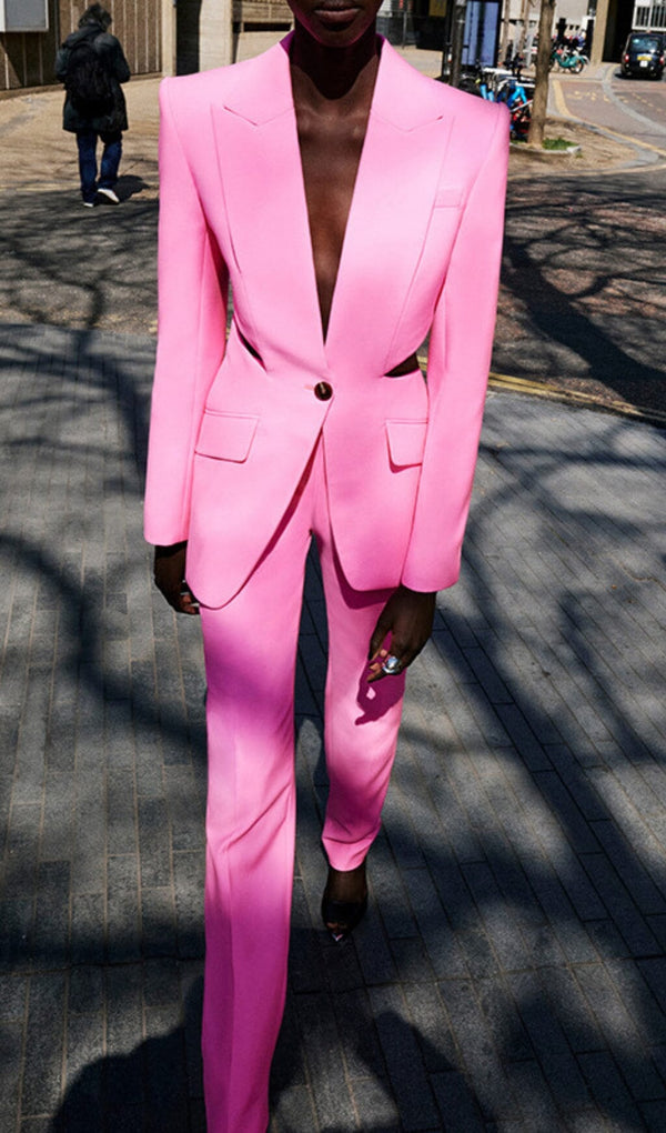 CUTOUT BLAZER SUIT IN PINK styleofcb 