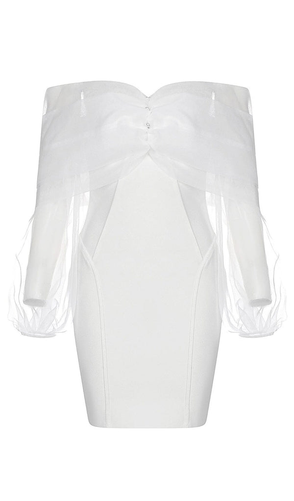 ONE-LINE SHOULDER-TOP TULLE DRESS IN WHITE styleofcb 