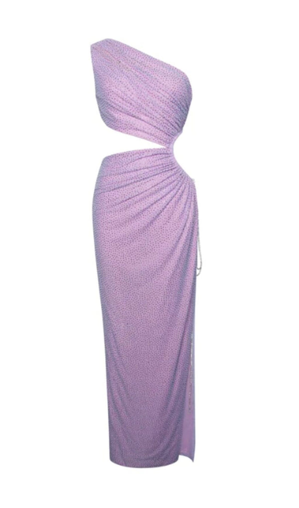 TINSLEY PURPLE HIGH SLIT CUTOUT CRYSTAL EMBELLISHED DRESS Dresses styleofcb 