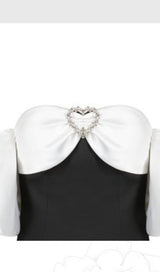 OFF SHOULDER BLACK AND WHITE PATCHWORK MINI DRESS styleofcb 