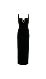 BLACK VELVET MIDI DRESS