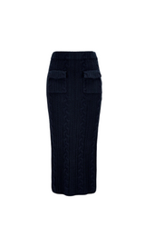 NAVY MIDI KNIT SKIRT