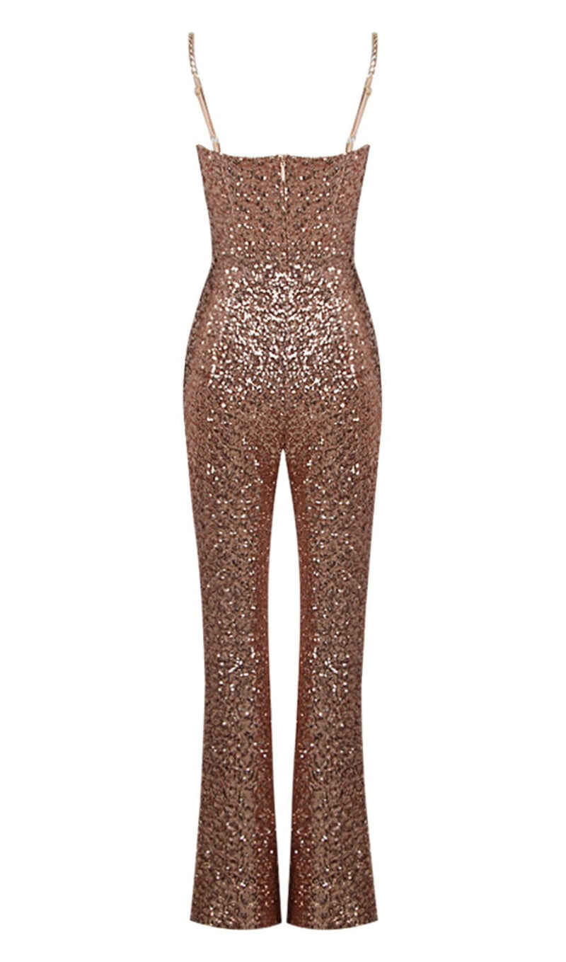 GLITTER STRAPPY JUMPSUIT IN GOLD DRESS STYLE OF CB 