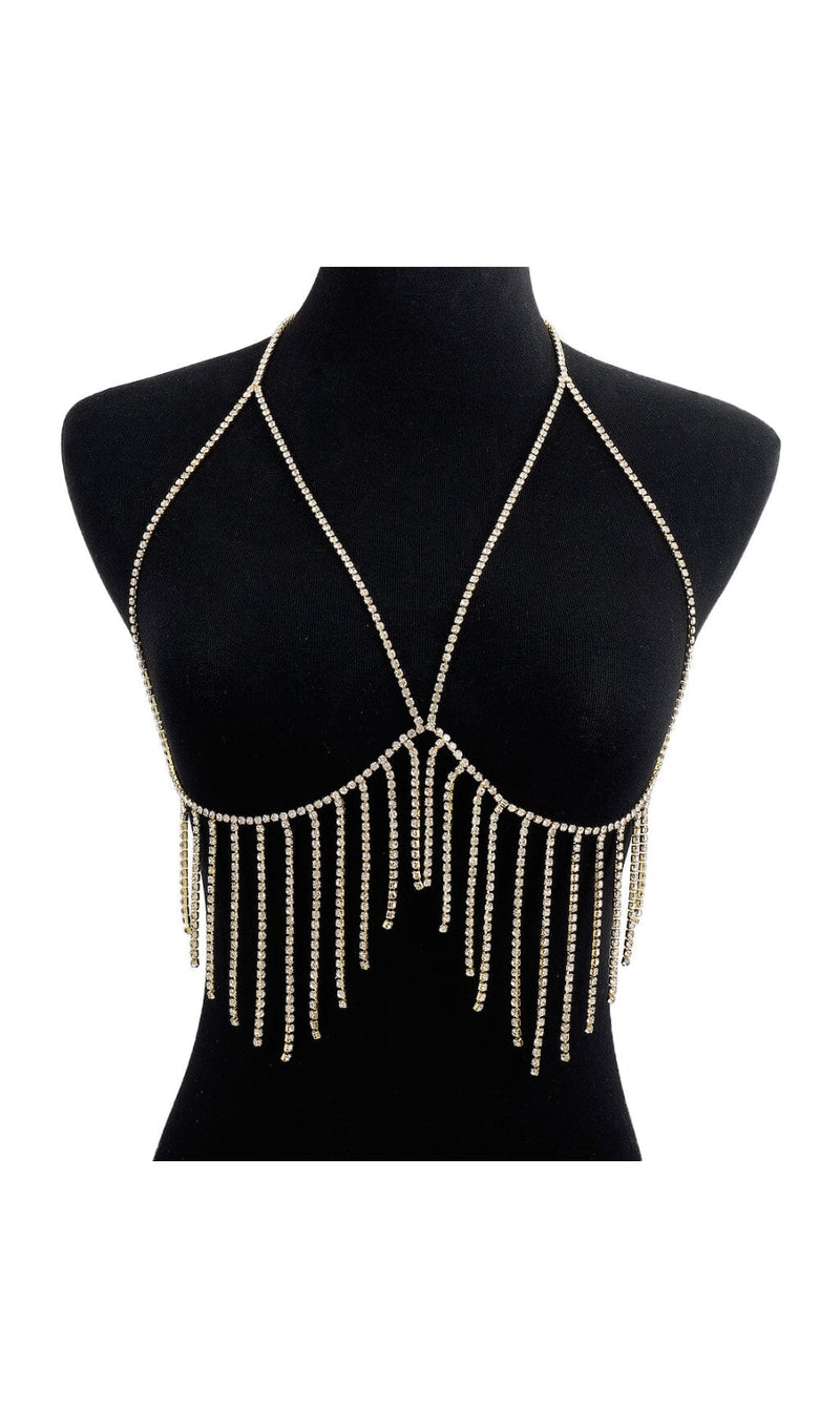 TASSEL AND DIAMOND CHEST CHAIN IN GOLD blingmyfriend 