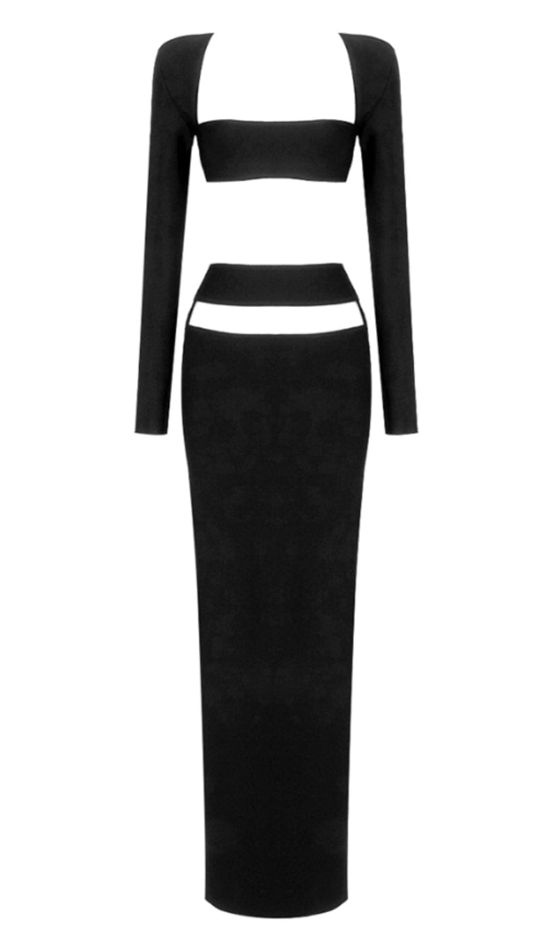 CUT OUT WAIST MAXI DRESS IN BLACK DRESS STYLE OF CB 