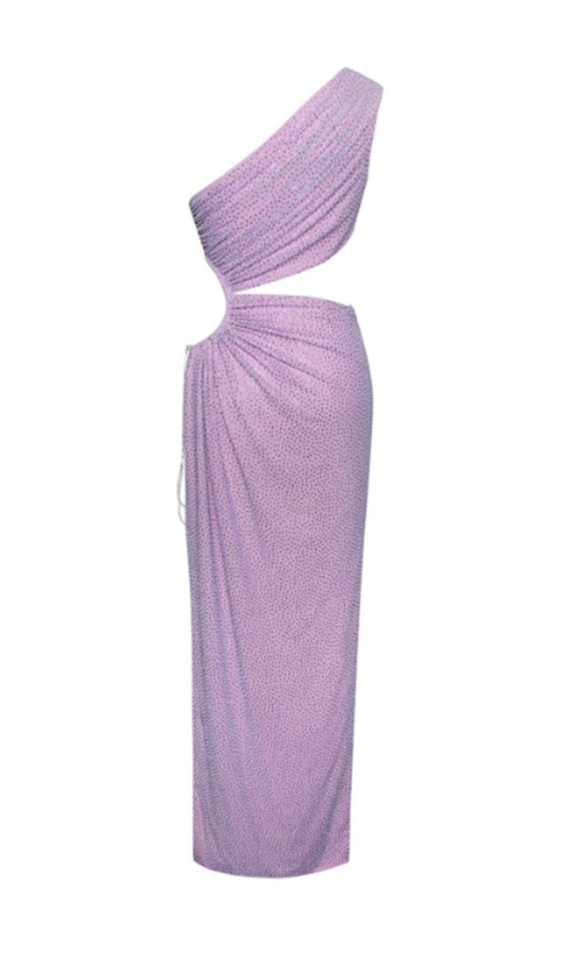 TINSLEY PURPLE HIGH SLIT CUTOUT CRYSTAL EMBELLISHED DRESS Dresses styleofcb 