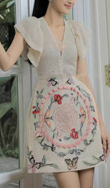 EMBROIDERY V-NECK MIDI DRESS IN WHITE DRESS STYLE OF CB 