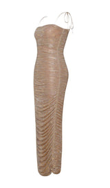 THE GLINT GOLD RUCHED CHIFFON LONG MAXI DRESS Dresses styleofcb 