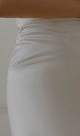 ONE-LINE SHOULDER AND WAISTED FISHTAIL DRESS IN WHITE styleofcb 