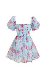 FLORAL CORSET MINI DRESS IN BLUE DRESS STYLE OF CB 