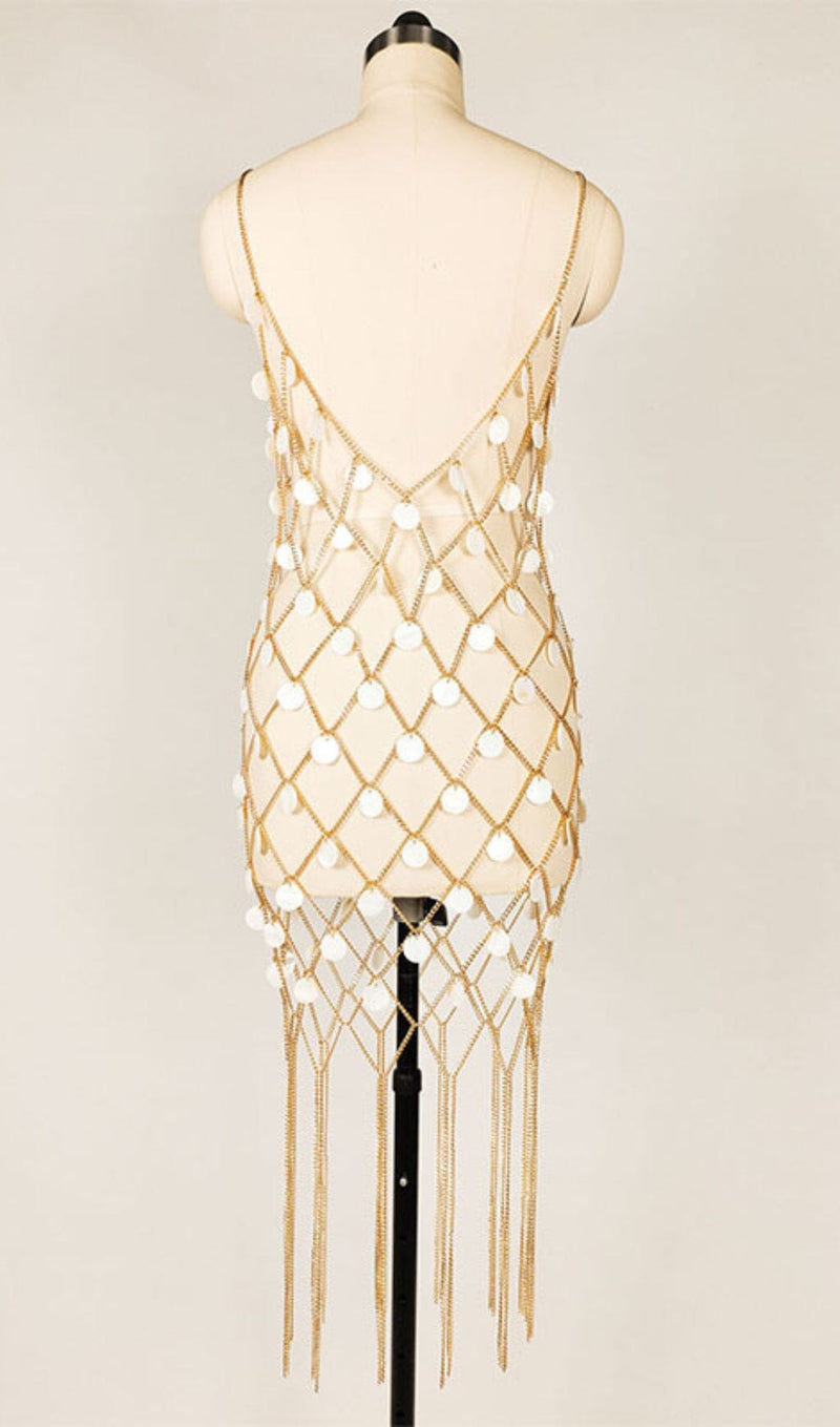 EMBELLISHED FRINGE BODY CHAIN DRESS Dresses styleofcb 