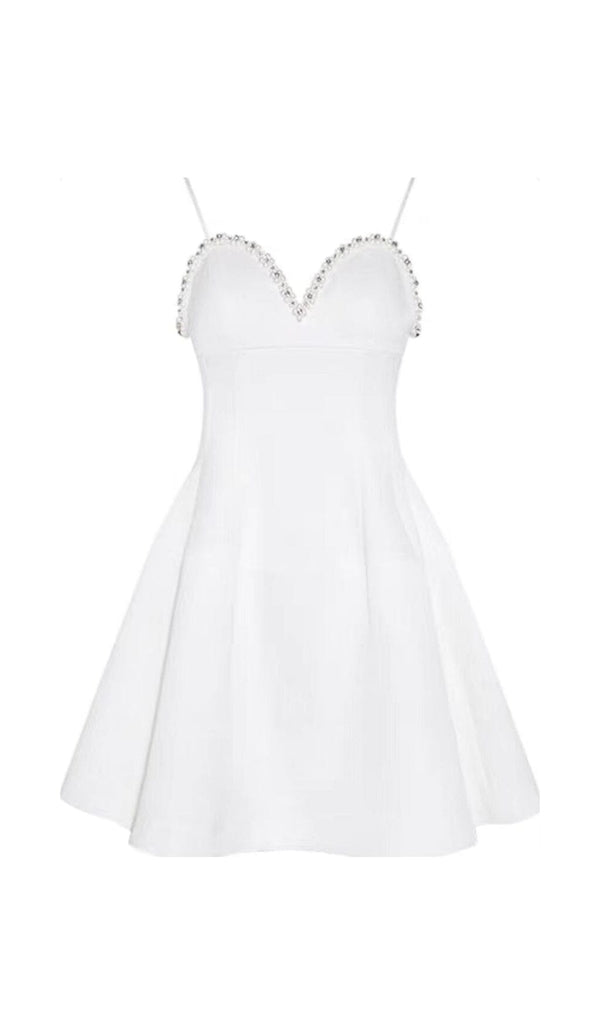 PEARL EMBELLISHED HTM MINI DRESS IN WHITE DRESS STYLE OF CB 