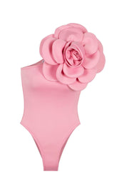 EXAGGERATED 3D FLOWER BODYSUIT IN PINK styleofcb 