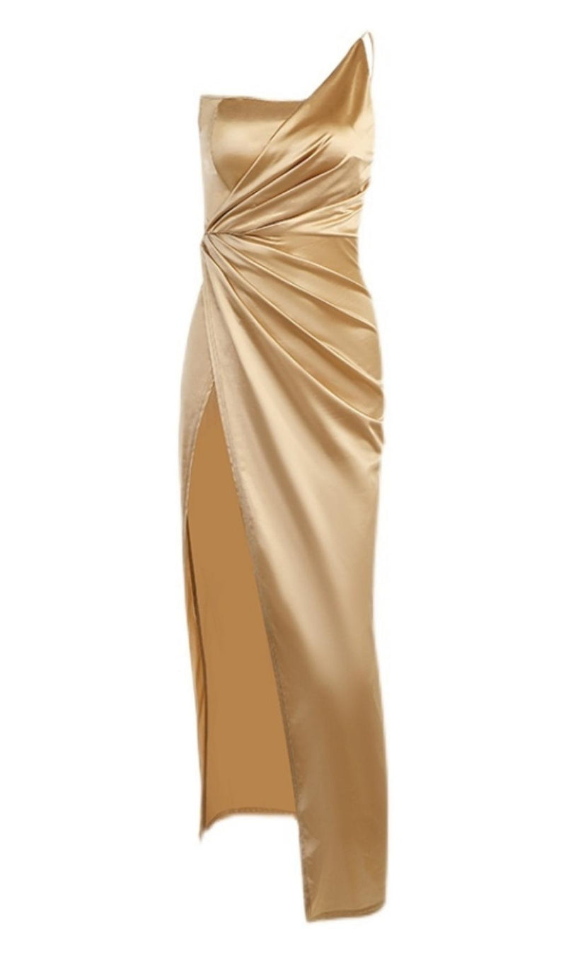 ONE SHOULDER BODYCON MAXI DRESS IN GOLD Dresses styleofcb 