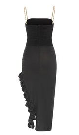 RUFFLE HIGH-LOW DRESS IN BLACK DRESS STYLE OF CB 