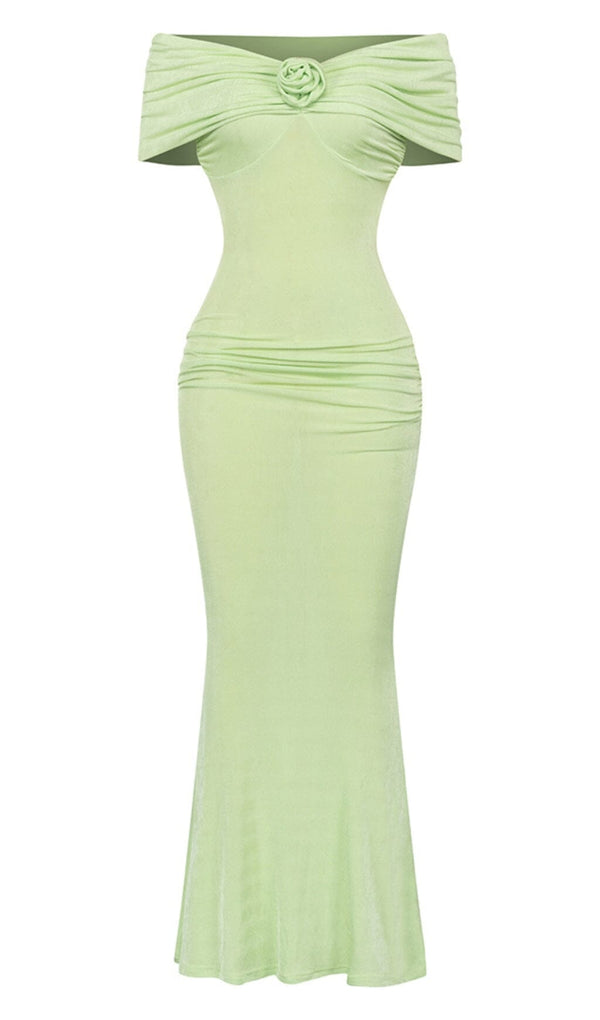 FLORA SLEEVELESS BANGAGE MAXI DRESS IN OLIVE GREEN DRESS styleofcb 