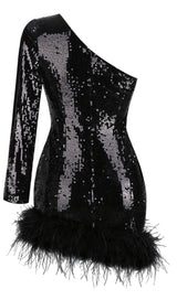 ONE SHOULDER SEQUIN MINI DRESS IN BLACK Dresses styleofcb 