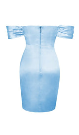 BABY BLUE OFF SHOULDER SATIN CORSET DRESS Dresses styleofcb 