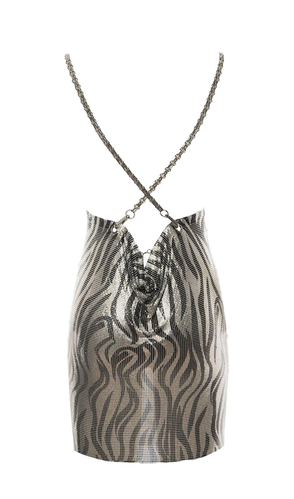 SHORT ZEBRA ACRYLIC DRESS IN SILVER MINI DRESS styleofcb 