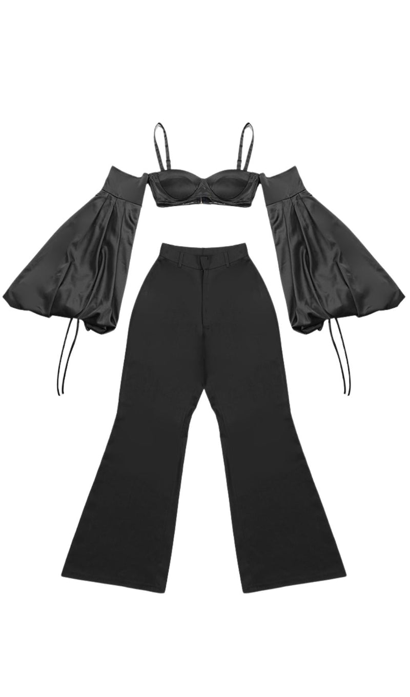 BUBBLE SLEEVE TWO PIECE SUIT IN BLACK Suits styleofcb 