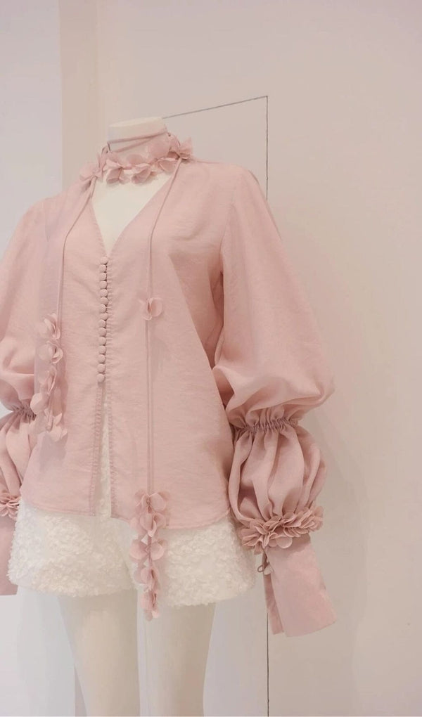 PUFF SLEEVE TWO PIECE SUIT IN PINK DRESS STYLE OF CB 