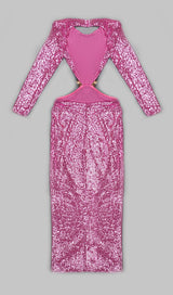 SEQUIN CUTOUT BACKLESS MAXI DRESS IN PINK styleofcb 