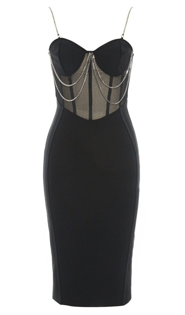 STRAPPY Mesh CORSET MIDI DRESS IN BLACK DRESS styleofcb 