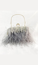 FEATHER PEARL CHAIN CLUTCH