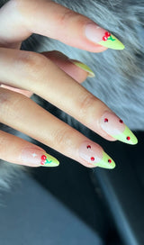CHERRY FRENCH GREEN EDGE PRESS ON NAILS Press On Nails Oh CICI 