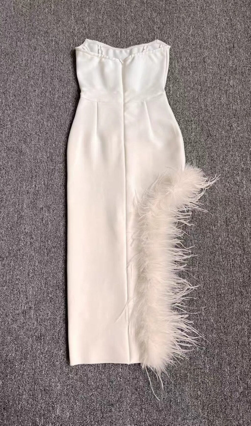 FEATHER DRESS – WHITE styleofcb 