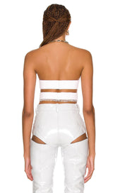 CUT OUT PU TWO-PIECE SUIT IN WHITE styleofcb 