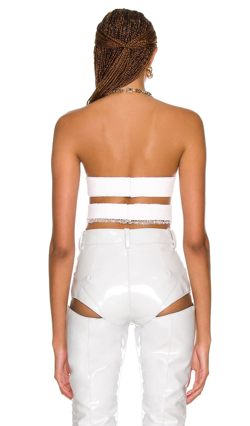 CUT OUT PU TWO-PIECE SUIT IN WHITE styleofcb 