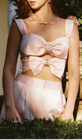 BOW-EMBELLISHED TWO-PIECE SUIT IN PINK styleofcb 